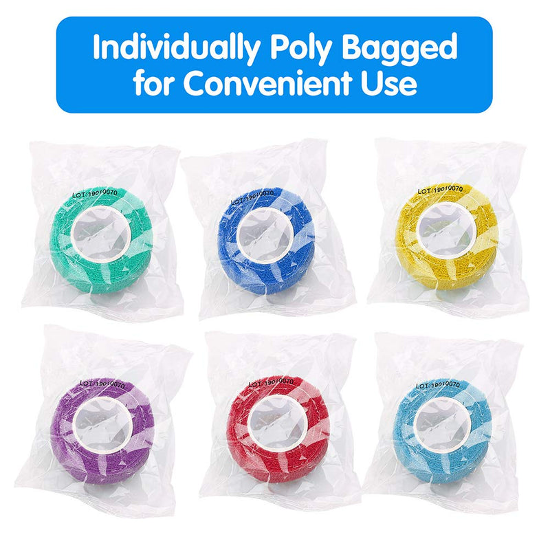 LotFancy Self Adhesive Bandage Wrap, 30 Pack 1 inch x 5 Yards Self Adherent Wrap, First Aid Athletic Tape, Cohesive Bandage, Sports Tape, Medical Supplies for Finger, Ankle, Wrist Sprains &Swelling - BeesActive Australia