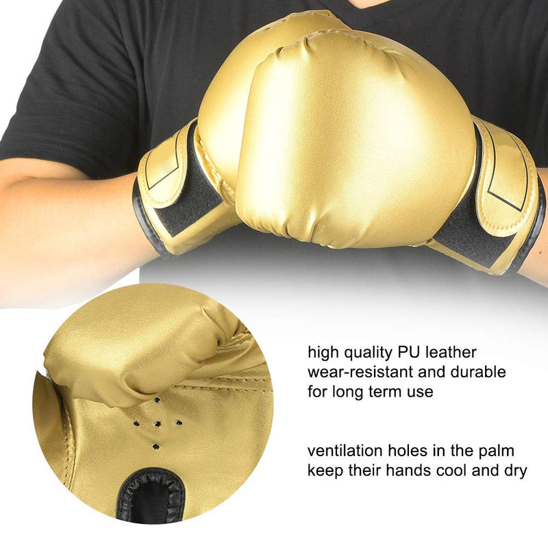 Dilwe 1 Pair Kids Boxing Gloves,PU Leather Training Boxing Gloves,Sandbag Punching Sparring Training Mitts Gold