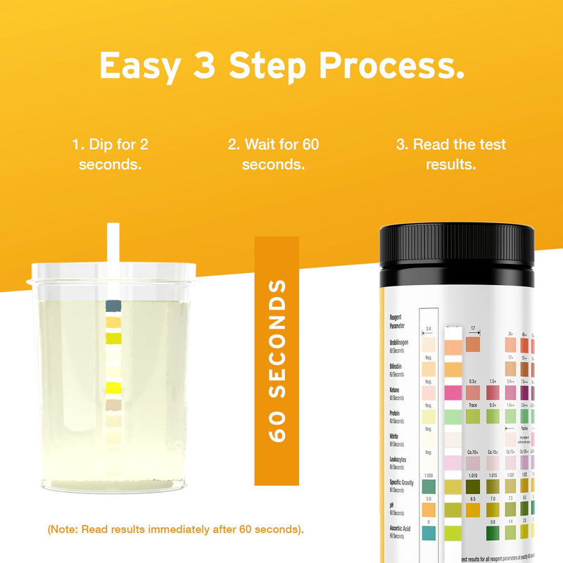 100 x AYDMED 9-in-1 UTI Test Strips | 9 Parameter Urine Test Strips for Leukocytes, Nitrite, Specific Gravity, pH, Protein, Urobilinogen, Bilirubin, Ketone & Ascorbic Acid | FSA & HSA Eligible