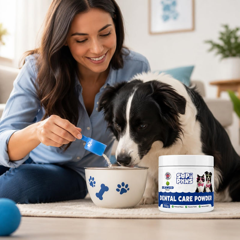 Plaque Off Powder for Dogs 150g, Tartar Remover & Natural Dog Breath Freshener Seaweed for Dogs & Cat, No Need for Dog Toothbrush or Dog Toothpaste Plaque Remover Dental Powder