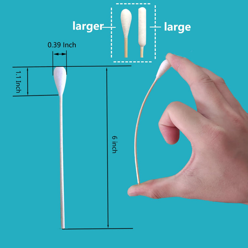 6 Inch Long Cotton Swabs,Large Cotton Buds with Bamboo Handle for Dogs, Specifically Designed for Dogs,Professional Big Cotton Swabs，Dogs Ears Large Cotton Swabs 100pcs 100 Count (Pack of 1) - BeesActive Australia