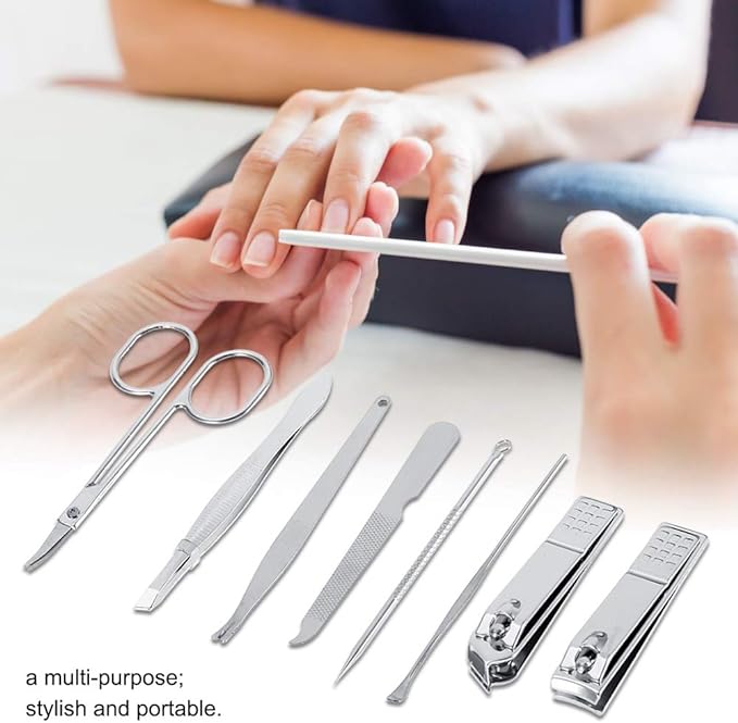 Etiquette Set, Grooming Set, Stainless Steel, Cutter, Nail File, Earpick (Red) - BeesActive Australia
