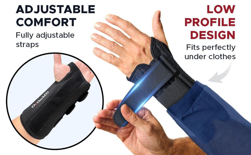 Carpal Tunnel Wrist Brace – Orthopedic Hand Surgeon Designed Wrist Splint for Sleeping & Daytime Support – Rigid Stabilizer (NOT a Soft Sleeve) for Tendonitis, Arthritis & Wrist Pain – OrthoMD (LEFT Wrist, Medium) Left Wrist Black