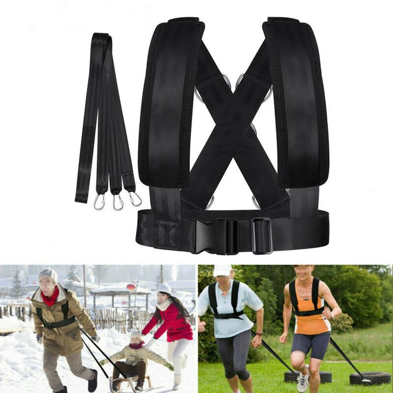BESPORTBLE Adjustable Sled Harness - with Resistance Band for Strength and Fitness Training Padded Shoulder Straps and Waist Belt for Workout Sled Pulling Durable Neoprene and Polyester Vest