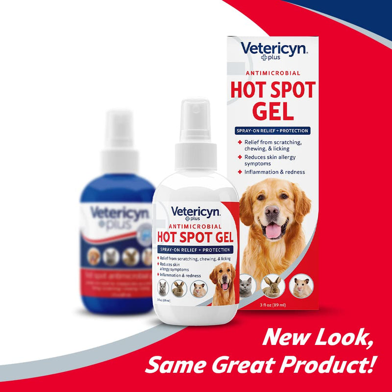 Vetericyn Plus Dog Hot Spot Gel | Spray-On Hot Spot Care for Dogs, Relieves Dog Itchy Skin and Allergy Symptoms, Helps with Skin Inflammation and Redness, Safe for All Animals. 3 ounces - PawsPlanet Australia