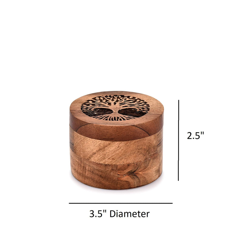 Samhita Handmade Acacia Wood Urn for Human Ashes, Tree of Life, Wooden Box Urns for Ashes, Urns for Ashes, Urn for Ashes (3.5" x 3.5" x 2.5") - BeesActive Australia