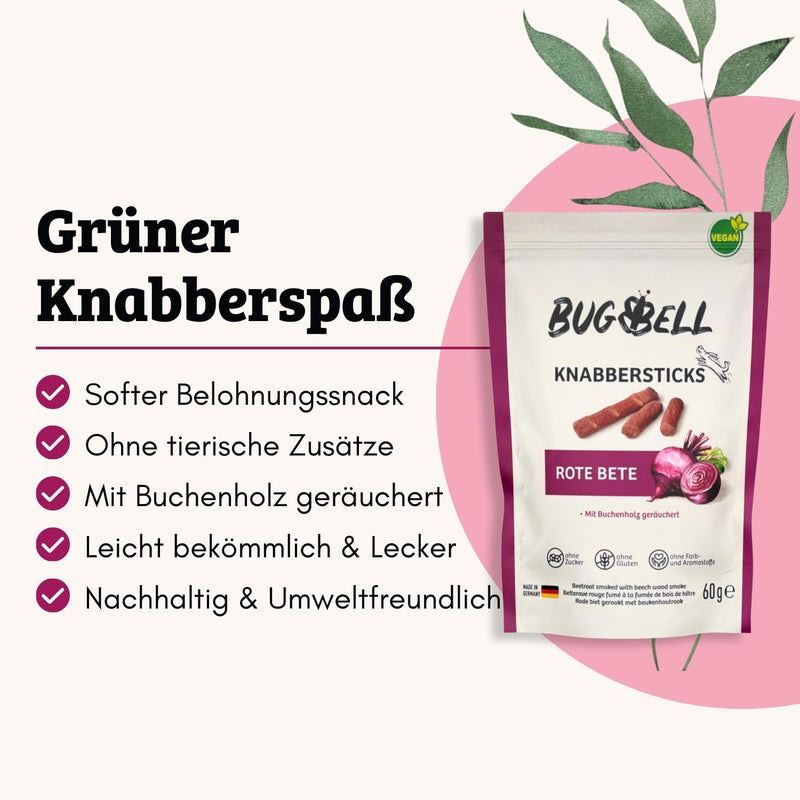 BugBell Softer Dog Treats with Beetroot 60g, Dog Snack, Dog Treats, Hypoallergenic, Vegan, No Sugar, with High-Quality Raw Materials 60g (Pack of 1) Beetroot - BeesActive Australia