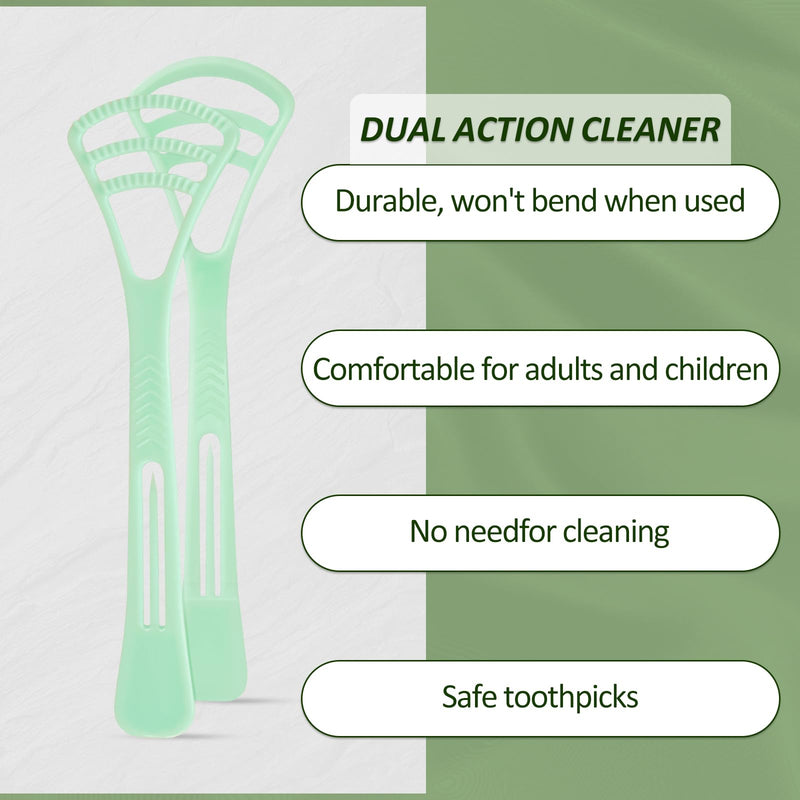 100 Counts Disposable Tongue Scraper with Dental Picks, Plastic Tongue Scrubber,BPA Free Tongue Cleaner Scrapers, Reduce Bad Breath and Fresh Breath(Green) 100 Counts,Green Tongue Scrapers