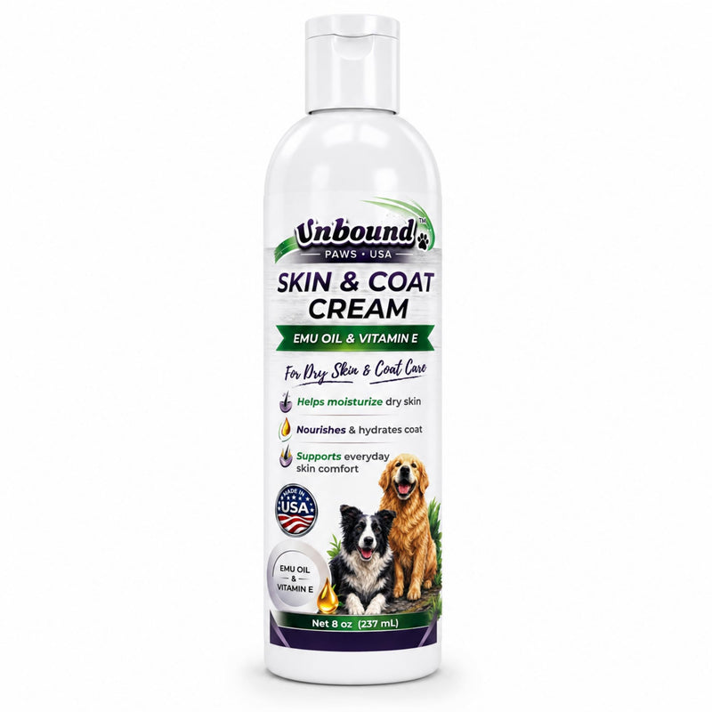 Dry Dog Skin & Coat Cream - Soothing Moisturizer for Dogs & Cats - Deep Hydration with Emu Oil & Vitamin E - 8 oz