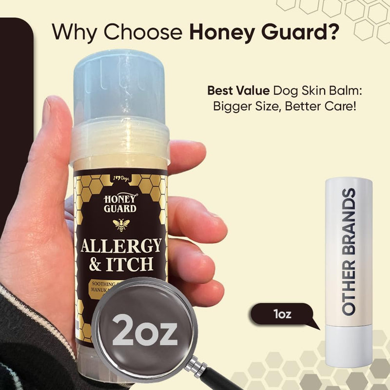 iHeartDogs Honey Guard Allergy & Itch Relief Dog Healing Balm for Paw, Nose & Skin - Hot Spot & Dry Skin Soother with Manuka Honey, Tallow, Shea Butter & Mango Seed Oil - 2oz - PawsPlanet Australia