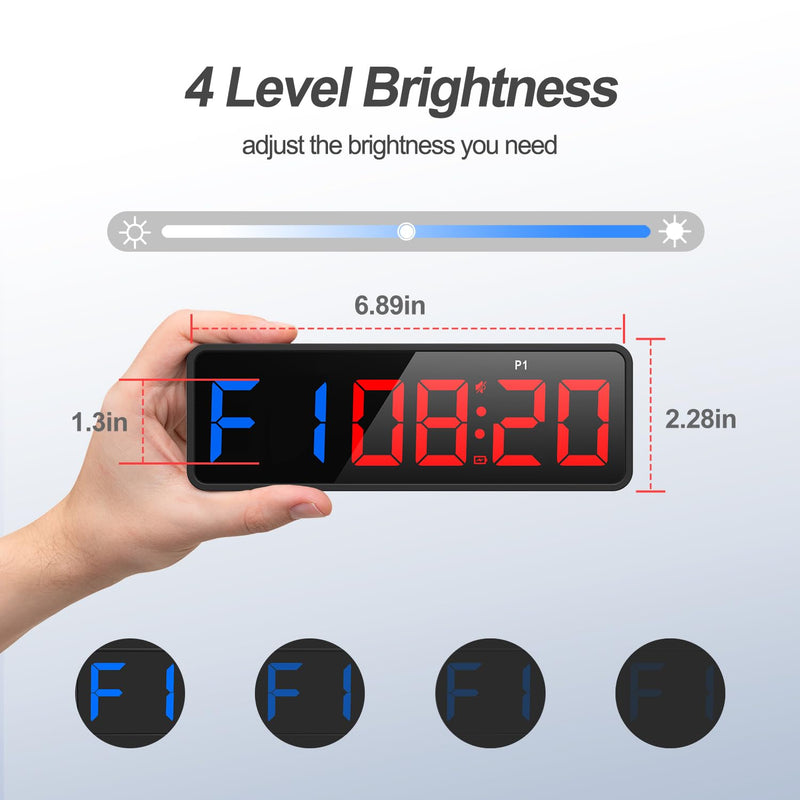 ANJANK Small Portable Gym Timer Clock, Strong Magnet, Workout Interval Timer with Powerful Battery, Stopwatch, Remote Control, Adjustable Brightness, Fitness Digital Timer for Home/Garage/Boxing Black