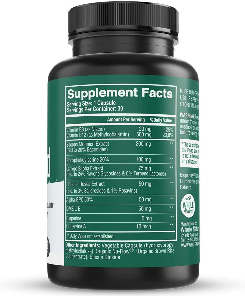 Brain Booster Nootropics - Brain Shield with Ginkgo Biloba, Alpha GPC and Bacopa Monnieri, Vitamin B12, B3 - Support Focus, Memory & Clarity, Energy & Stress Relief. (1)