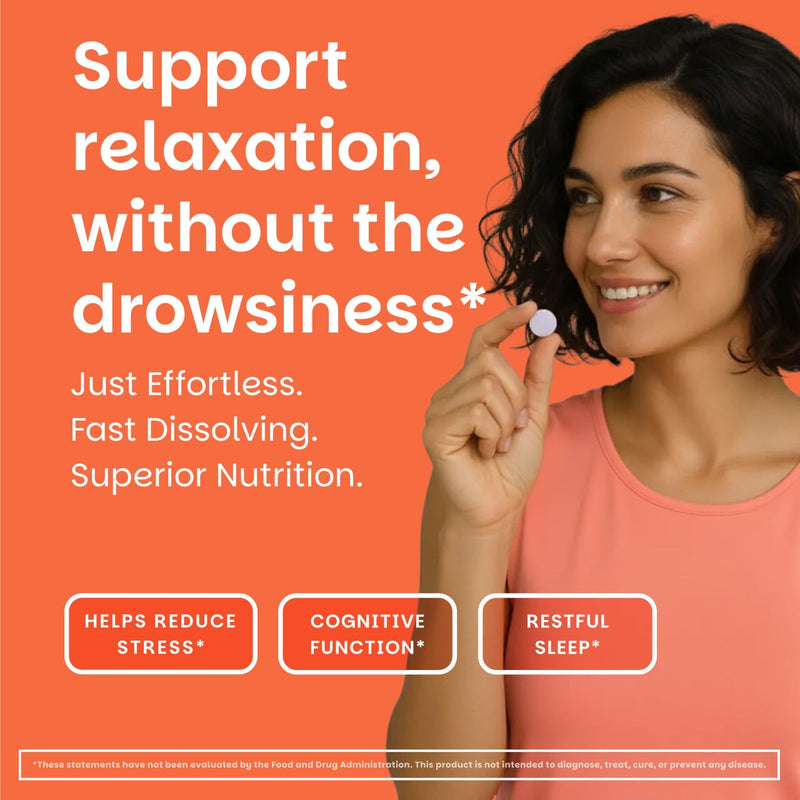 EZ Melts L-Theanine 200 mg - Stress & Relaxation Support Supplement - No Artificial Flavors - No Drowsiness - Non-GMO & Vegan - Sweet Cherry - 120 Dissolvable Tablets (60 Servings) 60 Count (Pack of 2)