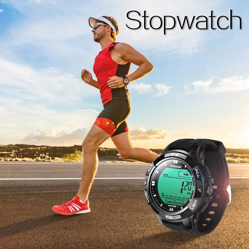Digital Watch 100m Underwater Waterproof for Swimming Diving with Stopwatch, 12/24 Hour Format, Dual Time Zone, Alarm Functions - BeesActive Australia