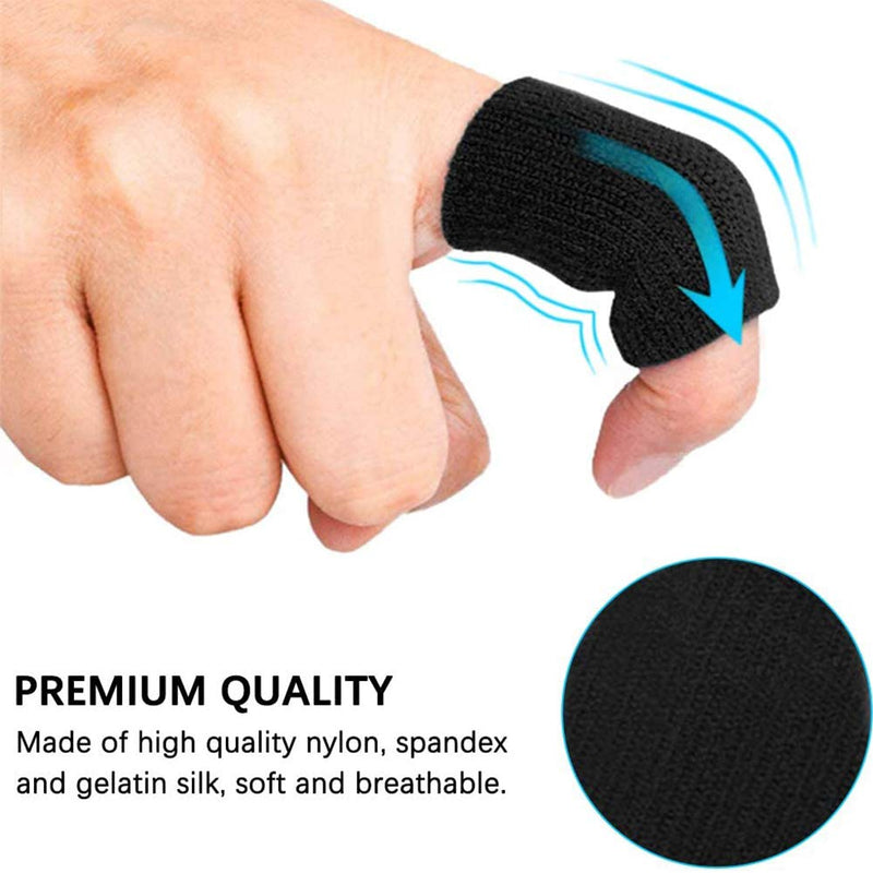 ELANE 40 PCS Finger Splint Finger Holster Thumb Brace Support Elastic Sleeves for Finger Support,Knuckle black+skyblue