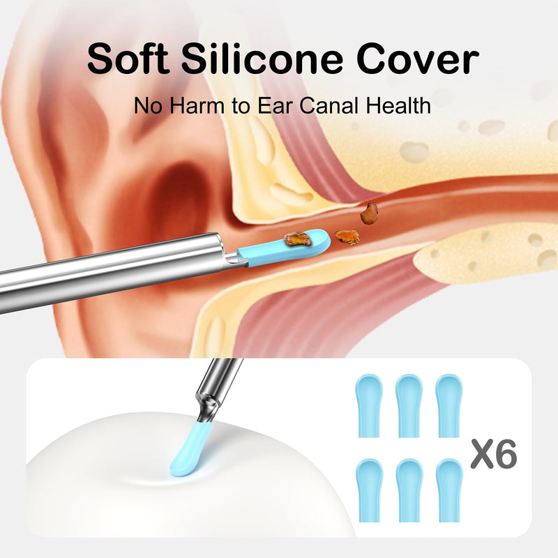 Ear Wax Removal Tool Camera，Wireless Ear Cleaner with Camera 1080P, Earwax Removal Kit with 6 LED Light 5 Replacement Ear Spoon, Ear Camera for iOS & Android (White) White - BeesActive Australia