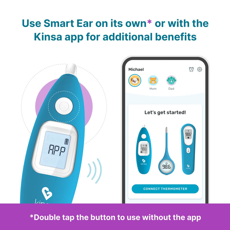 Kinsa Smart Ear Thermometer for Fever - Medical Infrared Termometro - FDA Cleared for Body Temperature Readings for All Ages - Connects to a Smartphone App to Track Symptoms and Get Illness Guidance - BeesActive Australia