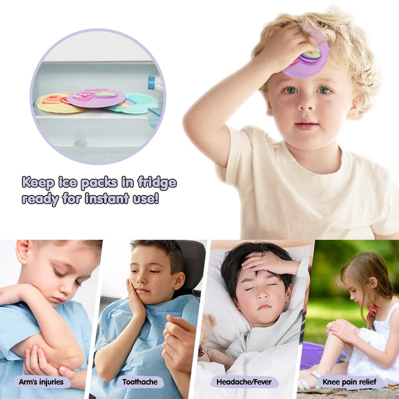 Hilph® Bundle of 3 Kids Ice Pack with Macaron Pattern + 3 Nylon Dinosaur Kids Ice Pack with Cover - BeesActive Australia