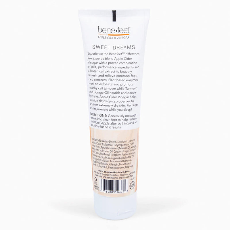Benefeet Sweet Dreams Overnight Foot Repair - Night Cream for Detox, Moisturize & Soften Dry Cracked Skin, With Apple Cider Vinegar, Turmeric & Borage Oil, 4oz 4 Ounce (Pack of 1) - BeesActive Australia