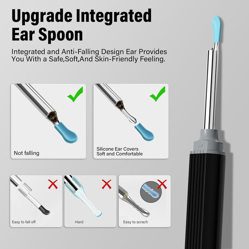 Ear Wax Removal - Earwax Remover Tool with 8 Pcs Ear Set - Ear Canal Cleaner with 1080P Camera - Ear Cleaning Kit with 6 Ear Scoops - Ear Wax Cleaner with Camera-Otoscope Ear Pick for iOS & Android - BeesActive Australia
