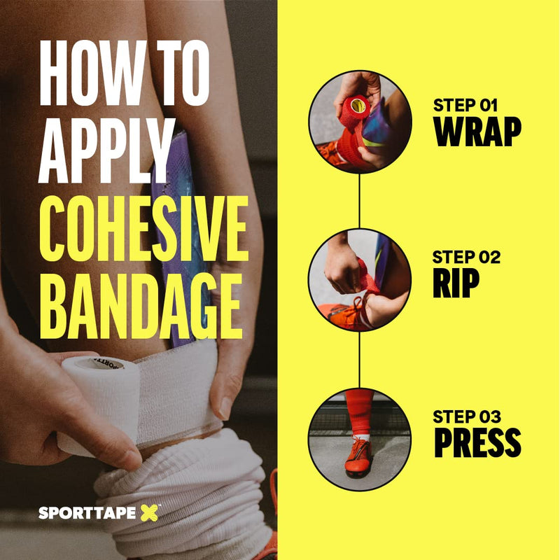 6 Rolls SPORTTAPE Self-Adhesive Football Sock Tape - 5 cm x 4.5 m - Blue - Cohesive Bandage Sock Tape Sock Tape - Foot and Wrist Bandage Athletes - Pet Vet Wrap Fixing Bandage for Horses Dogs 5 x 450 cm (6 Rolls) - BeesActive Australia
