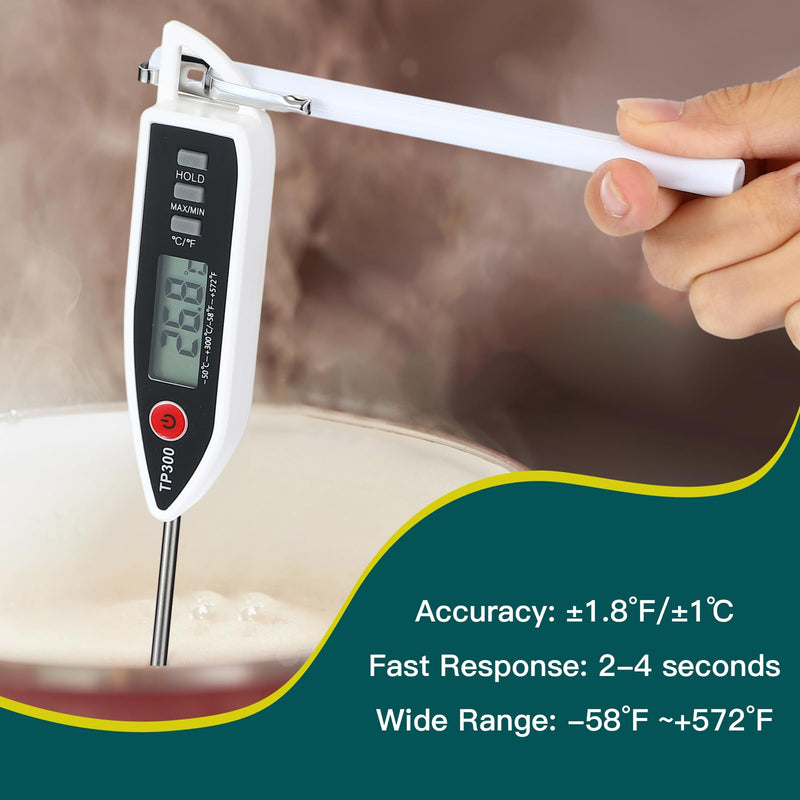 6 Set Waterproof Food Thermometer for Water, Liquid, Candle and Cooking Digital Meat Thermometer with Long Probe Instant Read for Kitchen BBQ Grill Candy (Black,White,Red) 6 Black, White, Red - BeesActive Australia