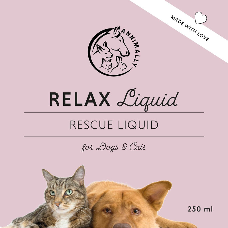 Annimally Relax Liquid for Dogs & Cats 250 ml - Daily Pet Supplement with L-Tryptophan, Moringa, Ashwagandha, Magnesium, Passion Flower, St John’s Wort & Hops, Made in Germany