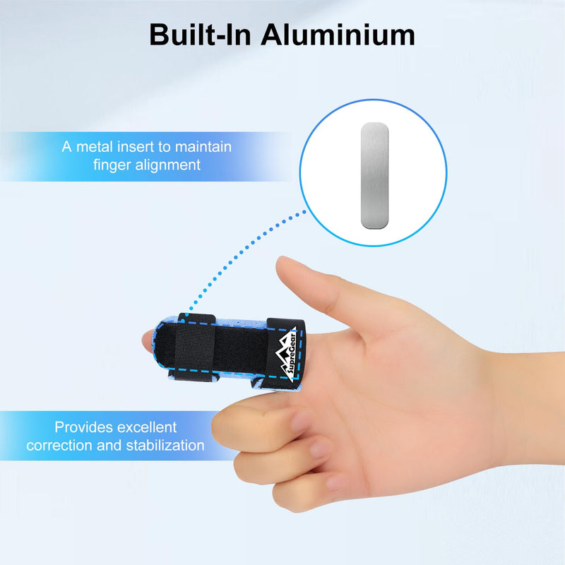 supregear Finger Splints, 2-Pack Universal Straightening Brace for Broken and Trigger Fingers, for Middle, Index, Ring, Pinky, Light Blue - BeesActive Australia