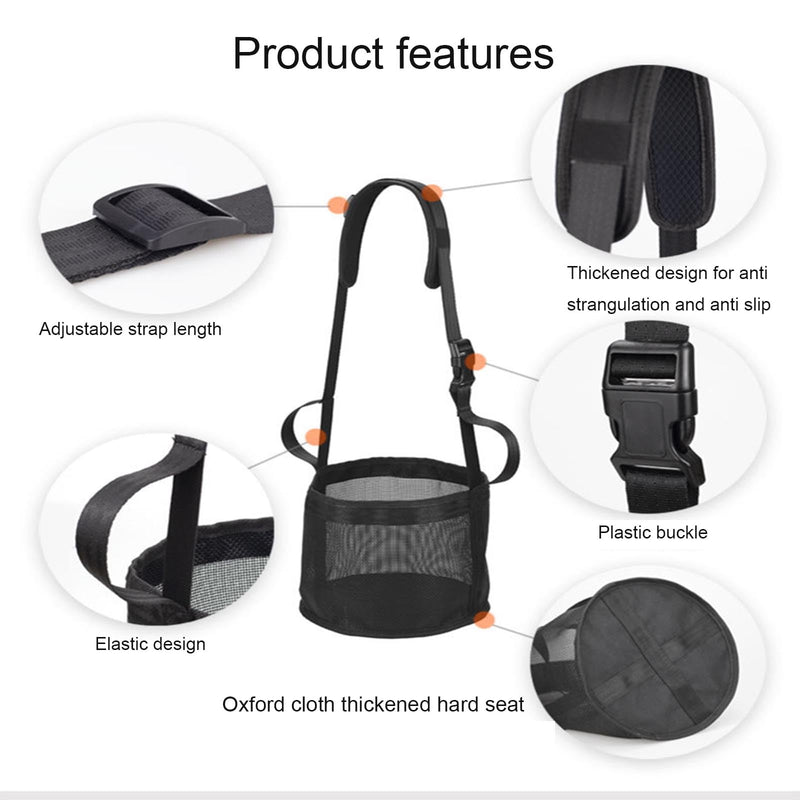 Horse Feed Bag for Grain, Heavy Duty Mesh Horse Feeder with Adjustable Strap Comfort Neck and Nose Pad, Horse Muzzle Feed Bag Waste-Free Feeding Solution for Horses (Black, M) Medium Black - BeesActive Australia