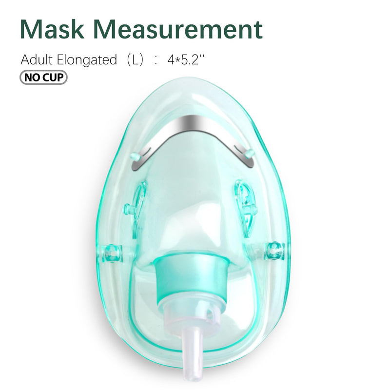 2 Pack Oxygen Mask for Face Adult with 6.6' Tube & Adjustable Elastic Strap (Size M+L-Green-2pcs) - NO Cup Size M+L-Green-2pcs - BeesActive Australia