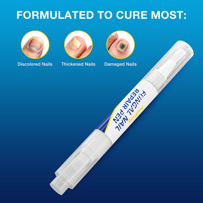 Toenail Fungus Treatment Extra Strength - AntiFung Pen with 25% Undecylenic Acid - Effective Nail Repair for Damaged Nails, Ingrown Nails & Discoloration - 3-Pack Applicator Pen