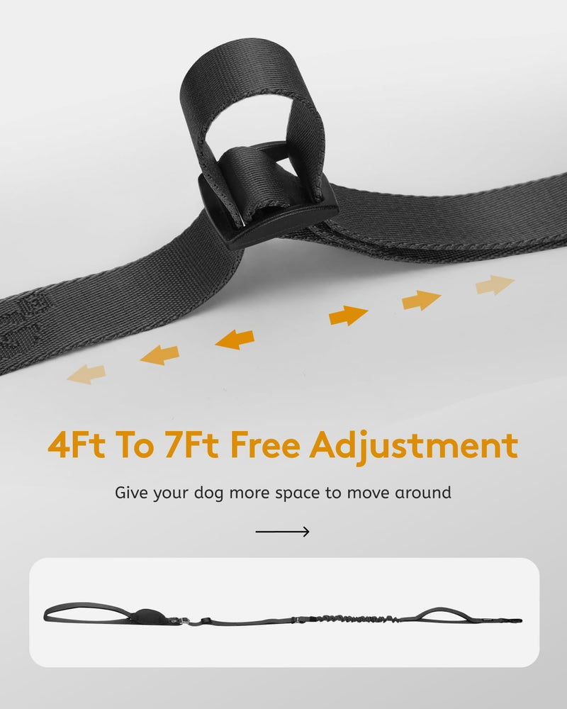 MIDOG Hands Free Dog Leash - Adjustable Length Waist Leash for Dog Walking,Multifunctional Runing Leash with Ziiper Pouch for Large Dogs,Black,4FT-7FT Black Hands Free Leash 4Ft-7Ft - BeesActive Australia