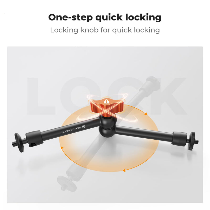 K&F CONCEPT 9.8" Magic Arm, 1/4" Screw Camera Mount Arm 360° Ball Heads for DSLRs, Monitor, Flash, LED Light, Microphone, Camera Cage, Action Camera 9.8" Arm