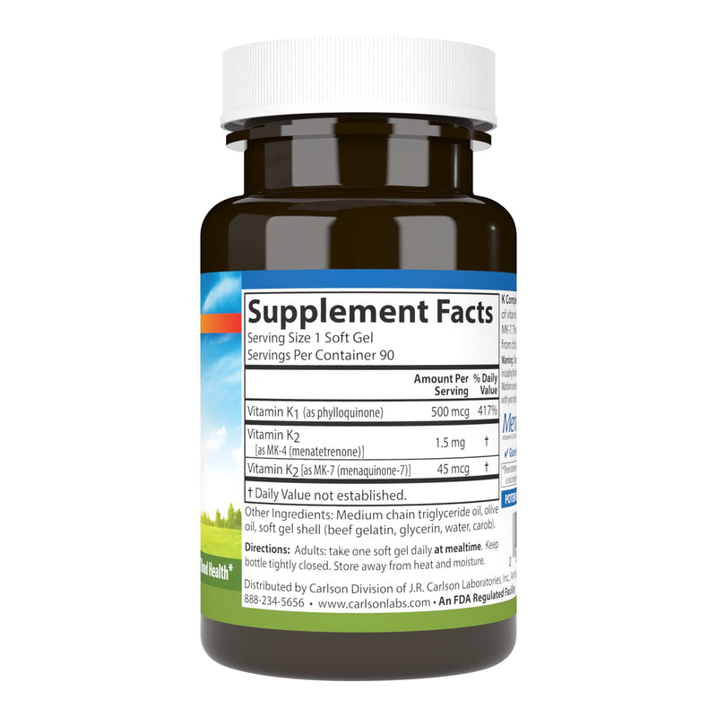 Carlson Labs K Complete Softgels, 90 Count 90 Count (Pack of 1)