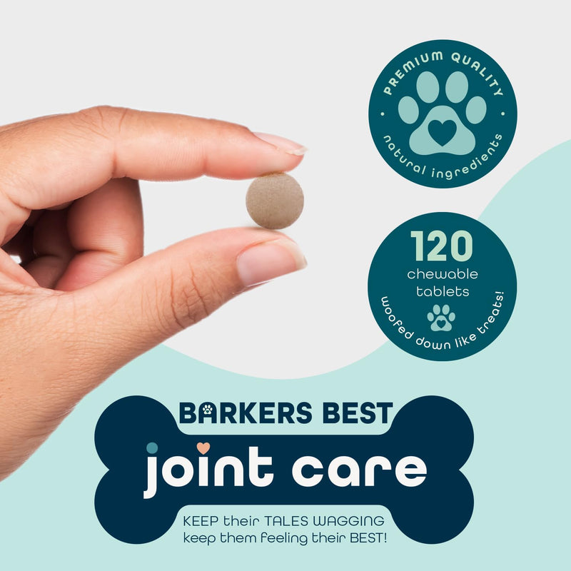 Dogs Joints Care Chewable Tablets for Adult Dogs 120 Tube with Glucosamine, Fish Oil and Vitamin C,Chicken Flavour-Barkers Best Brand
