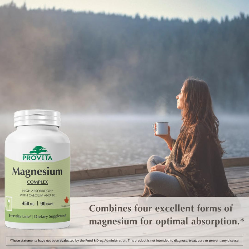 Provita Magnesium Complex Supplement | 4-in-1 Multi with Citrate, Bisglycinate, Malate & Oxide | Complete Magnesium Supplement for Women & Men | Supports Muscle, Bone, Heart & Energy | 90 Capsules | 4-in-1 Multi with Citrate, Bisglycinate, Malate & Oxi...