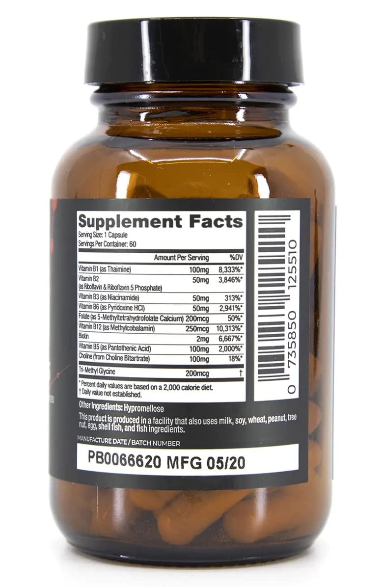 DR. NIGMA B Famous High Potency Multi B Vitamin Complex with L-5-MTHF for Nervous System and Digestive Health and Glowing Skin - 60 Capsules