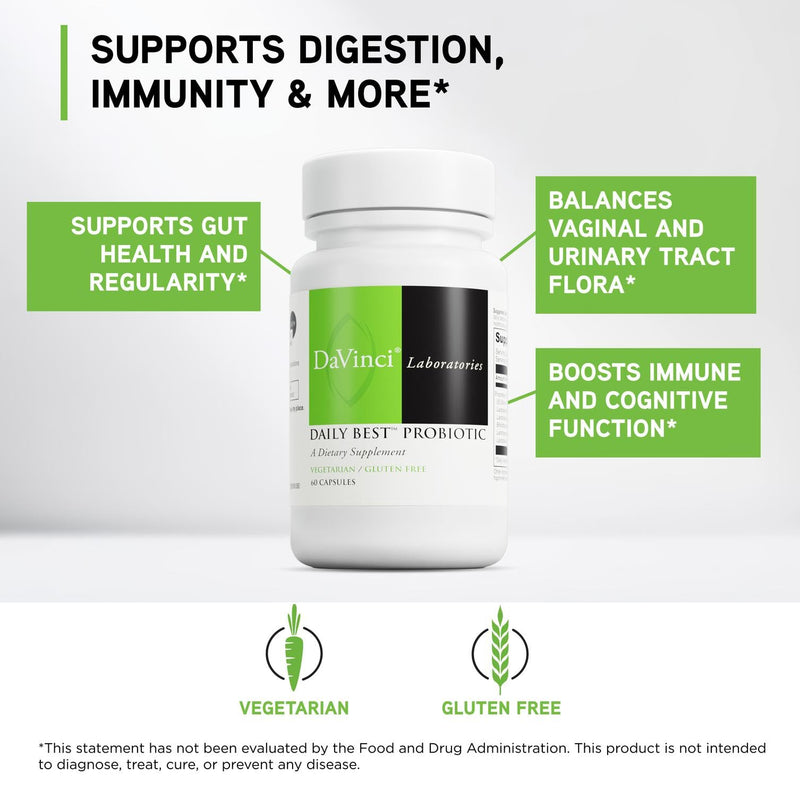 DAVINCI Labs - Daily Best Probiotic - A Dietary Supplement - Vegetarian - Gluten-Free - 60 Capsule