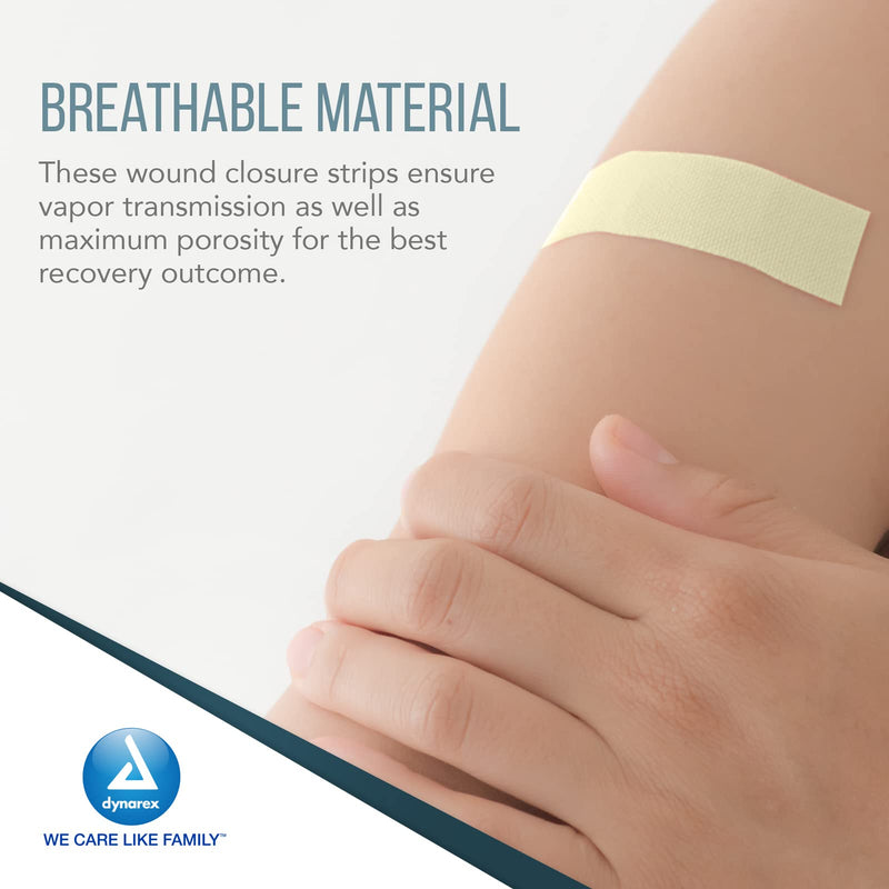 Dynarex Wound Closure Strips, Sterile, 1/4 X 4 Inch, 50 Count 1/4” x 4”