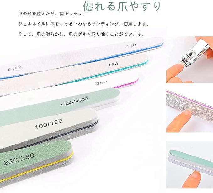 LIKENNY Sponge Nail File, Gel Nail File, Nail File, Double Sided Nail Polish Cuticle, Set of 6 (150, 180, 240, 100/180, 200/280, 1000/4000) -  Australia