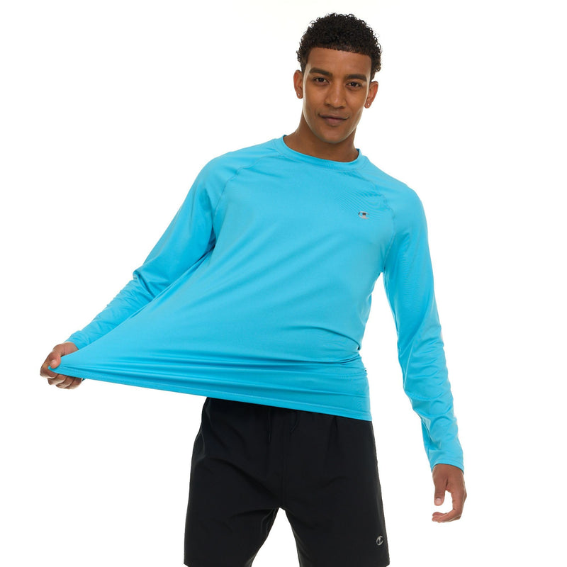 Champion Rash Guard for Men, Long Sleeve Mens Swim Shirt for Fishing Hiking UPF+ 50 SPF Sun UV Protection, Quick Dry Light Blue XX-Large