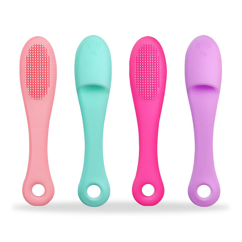 4Pcs Silicone Cat Chin Brush, Cat Chin Scrubber for Cats Chins Cleaner, Soft Pet Finger Toothbrush Dental Care for Cats Dog Puppies(Purple, Green, Fuchsia, Pink)