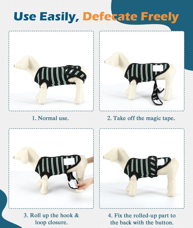 VavoPaw Dog Recovery Suit, Dog Anti-Licking Recovery Suit After Surgery, E-Collar Alternative for Puppy Cat, Soft Breathable Pajamas with Velcro Fastener, XXXL Black Black/White Stripes - BeesActive Australia