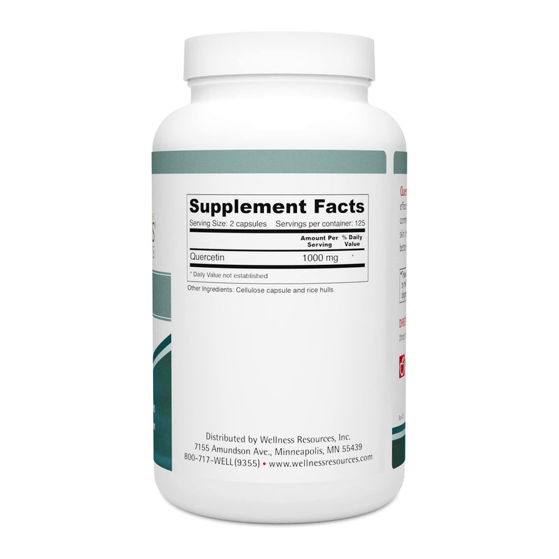 Wellness Resources Quercetin - Immune, Sinus and Allergy Support 1000mg per Serving - (250 caps/125 Servings) Vegan, Non-GMO 250 Count (Pack of 1)