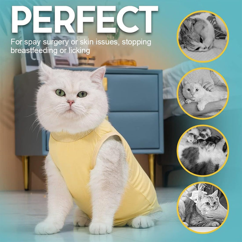 KSUKTSW Cat Bodysuit After Surgery Castration Cat Body Recovery Suit Cat Clothing Neck Brace Alternatives Cat Bodysuit for Cats Surgery Anti-Licking After Surgery Wear (M) - BeesActive Australia