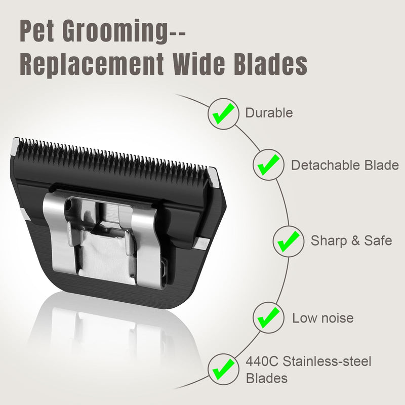 4FW Wide Blades for Dog Grooming,Compatible with Andis,Oster A5,Wahl km10 Clippers,Cutting Length 3/8",(BLACK) 4FW-1pcs - BeesActive Australia