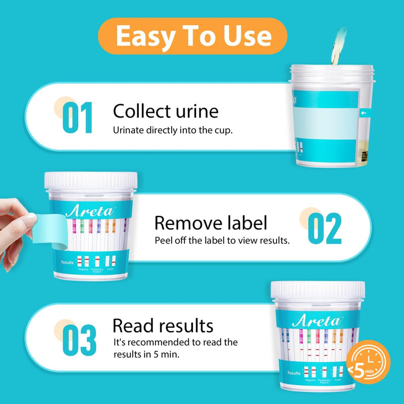Areta Multi-Drug Test Cup: 13 Panel Urine Drug Test Kit for THC, AMP, BAR, BUP, BZO, COC, MDMA, MET, MTD, OPI, OXY, PCP, TCA, Instant Home Drug Screen Test-#ACDOA2-1134 (1 Pack) 1 Count - BeesActive Australia