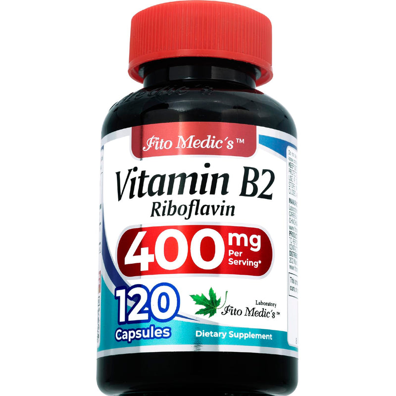 FITO MEDIC'S Lab | Vitamin b2 |120 Capsules | 400 mg | riboflavin 400mg | b2 Vitamin 400mg | b2 | riboflavin | Ultra high Absorption.