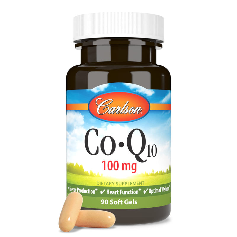 Carlson Co-Q10, Co-Enzyme Q10, 100 mg, 90 Softgels | Energy Production; Optimal Wellness