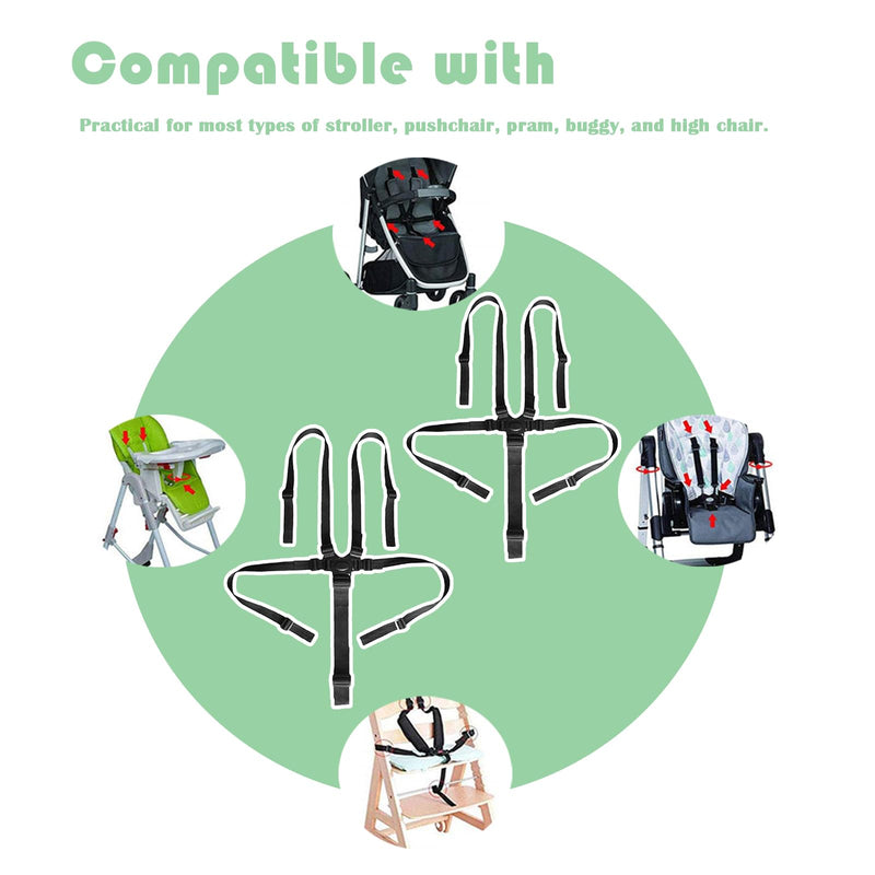 5 Point Harness Seat Belt Safety Strap Belt,High Chair Strap,Baby Safe Harness for Stroller Pushchair Pram Buggy Safe Protection,Safety Harness Strap Belt,Shoulder Strap Belts for Pram Black